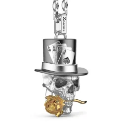 Discount Zancan Silver Necklace With Magician Skull Pendant. Colliers