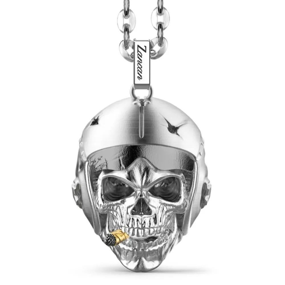 Sale Zancan Silver Necklace With Aviator Skull. Colliers