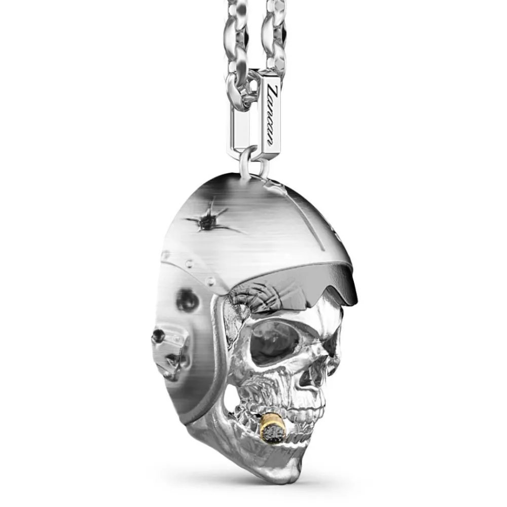 Sale Zancan Silver Necklace With Aviator Skull. Colliers