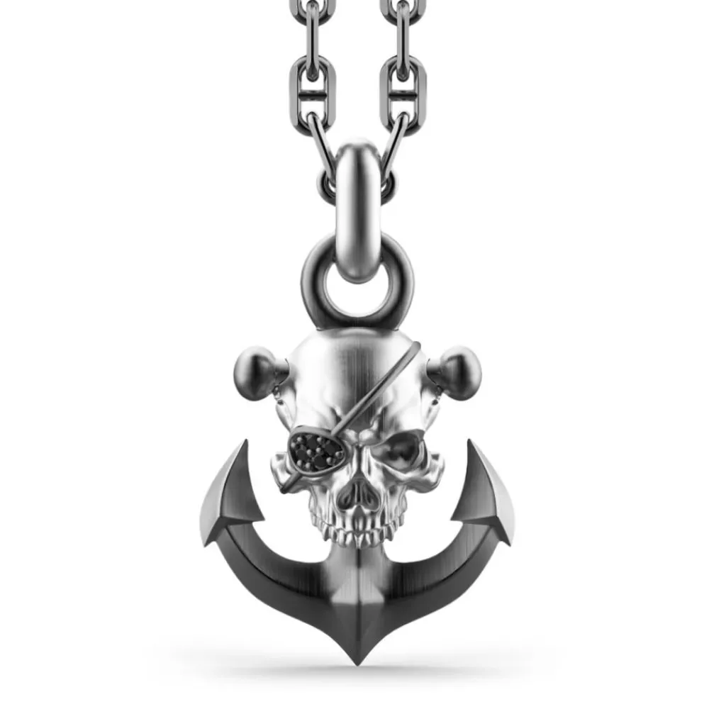 Online Zancan Silver Necklace With Pirate Skull Pendant. Colliers