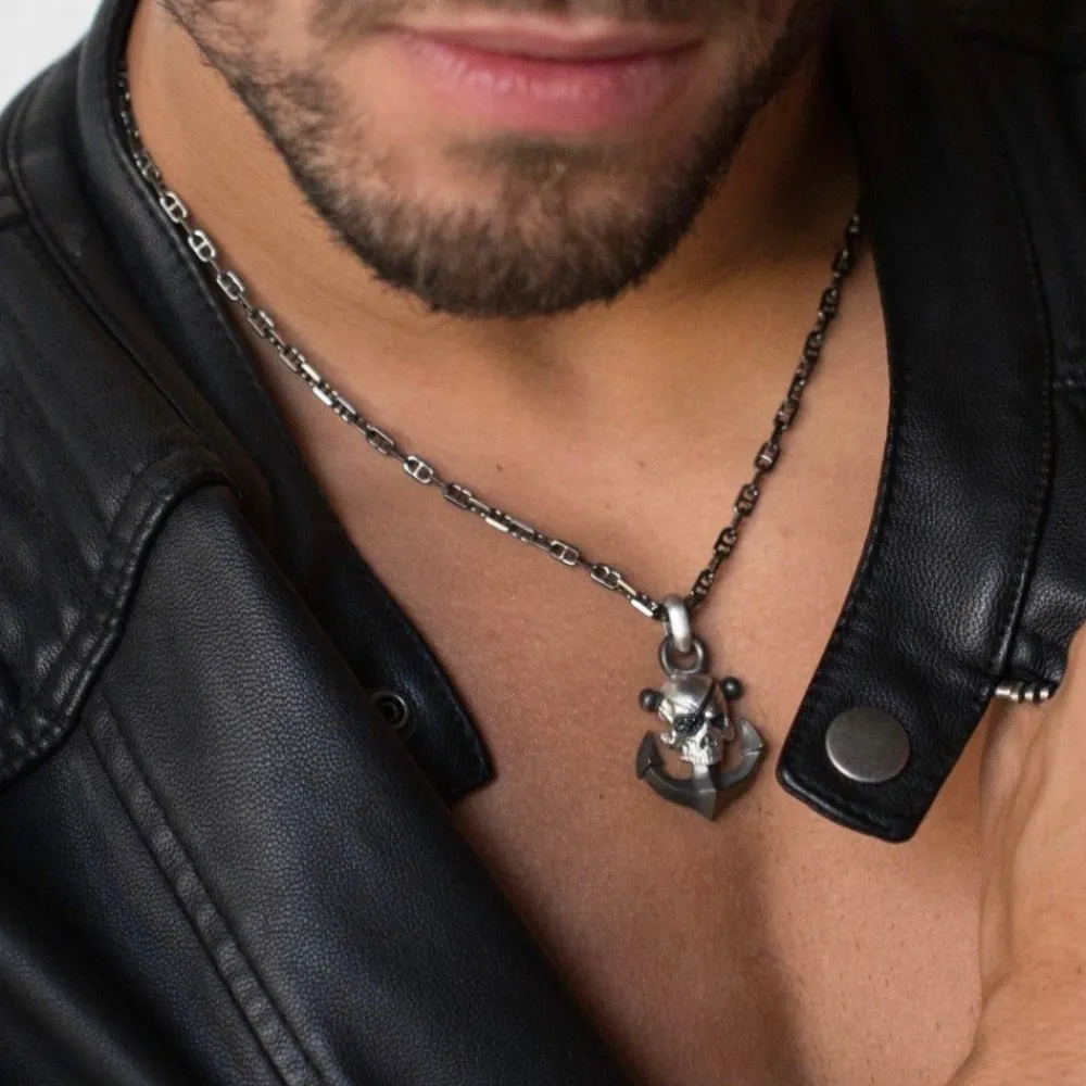 Online Zancan Silver Necklace With Pirate Skull Pendant. Colliers