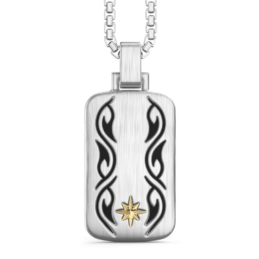 Online Zancan Silver Necklace With Tag Pendant And Tribal Motif. Colliers