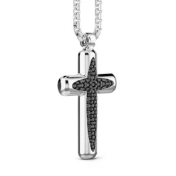 Flash Sale Zancan Silver Necklace With Cross Pendant And Black Stones. Colliers
