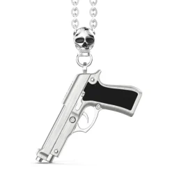 Hot Zancan Silver Necklace With Gun Pendant. Colliers