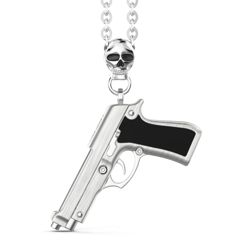 Hot Zancan Silver Necklace With Gun Pendant. Colliers