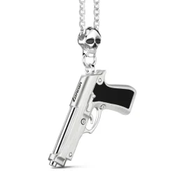 Hot Zancan Silver Necklace With Gun Pendant. Colliers