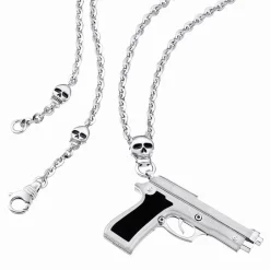 Hot Zancan Silver Necklace With Gun Pendant. Colliers