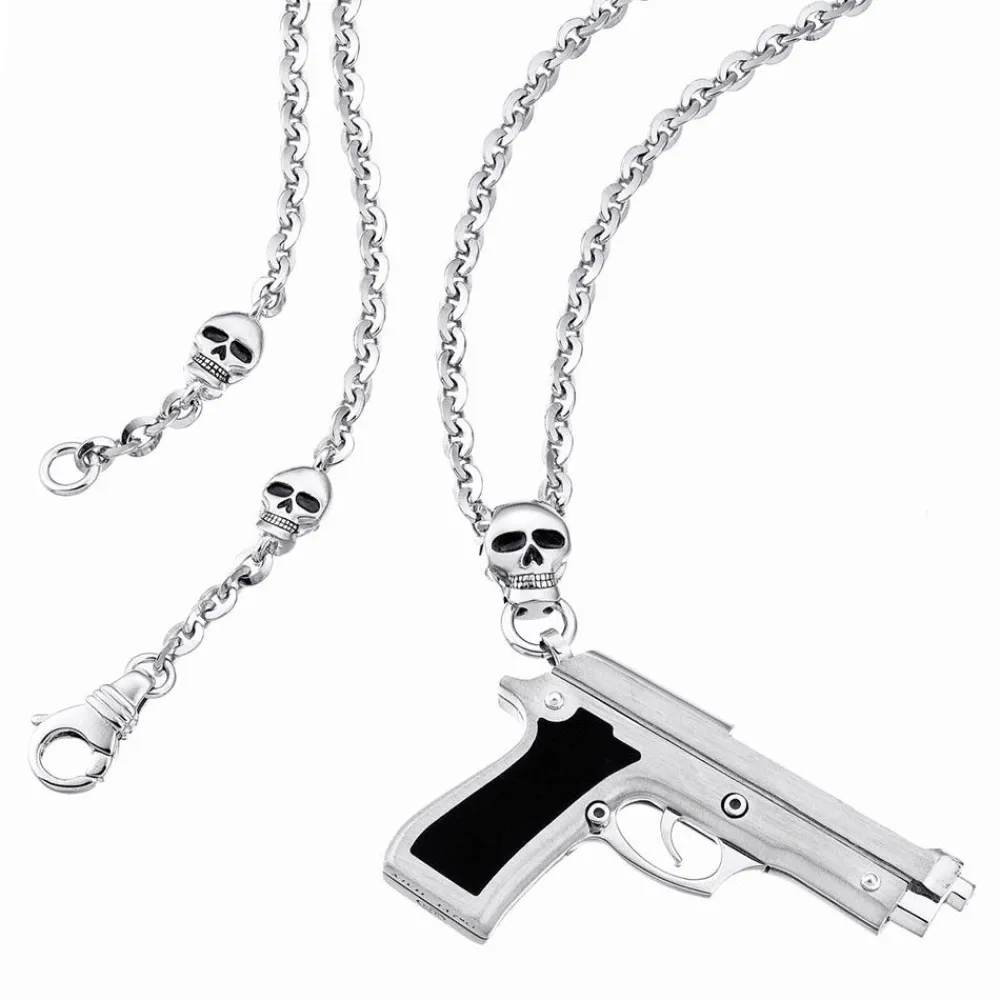 Hot Zancan Silver Necklace With Gun Pendant. Colliers