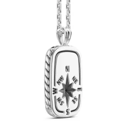 New Zancan Silver Necklace With Tag Pendant And Wind Rose. Colliers