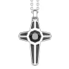 New Zancan Silver Necklace With Cross Pendant And Black Stone. Colliers