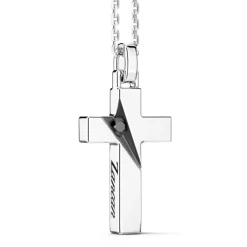 Store Zancan Silver Necklace With Cross Pendant And Black Stones. Colliers