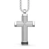 Shop Zancan Silver Necklace With Cross Pendant And Black Stones. Colliers