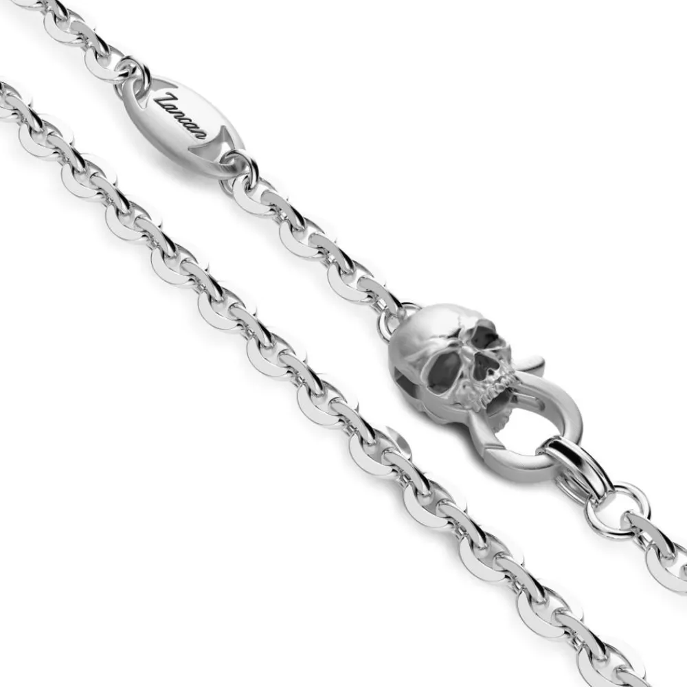 Cheap Zancan Silver Necklace With Flat Cap Skull Pendant. Colliers