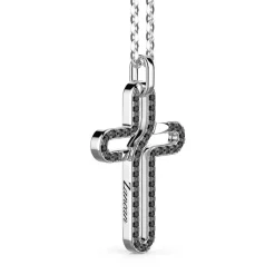 Cheap Zancan Silver Necklace With Cross Pendant And Black Stones. Colliers