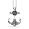 Best Sale Zancan Silver Necklace With Anchor Pendant And Black Stone. Colliers