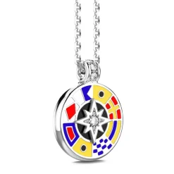 Store Zancan Silver Necklace With Pendant And Lacquered Details. Colliers