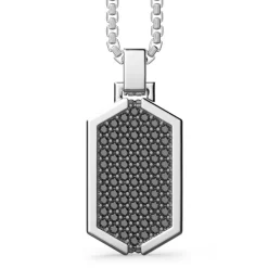 Flash Sale Zancan Silver Necklace With Tag Pendant Studded With Black Stones. Colliers