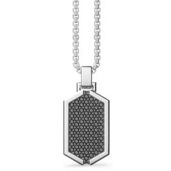 Flash Sale Zancan Silver Necklace With Tag Pendant Studded With Black Stones. Colliers