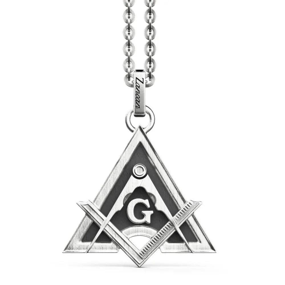 Cheap Zancan Silver Necklace With Freemason Pendant. Colliers