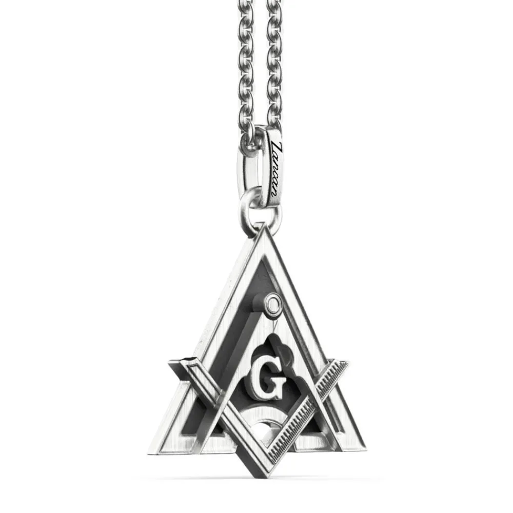 Cheap Zancan Silver Necklace With Freemason Pendant. Colliers