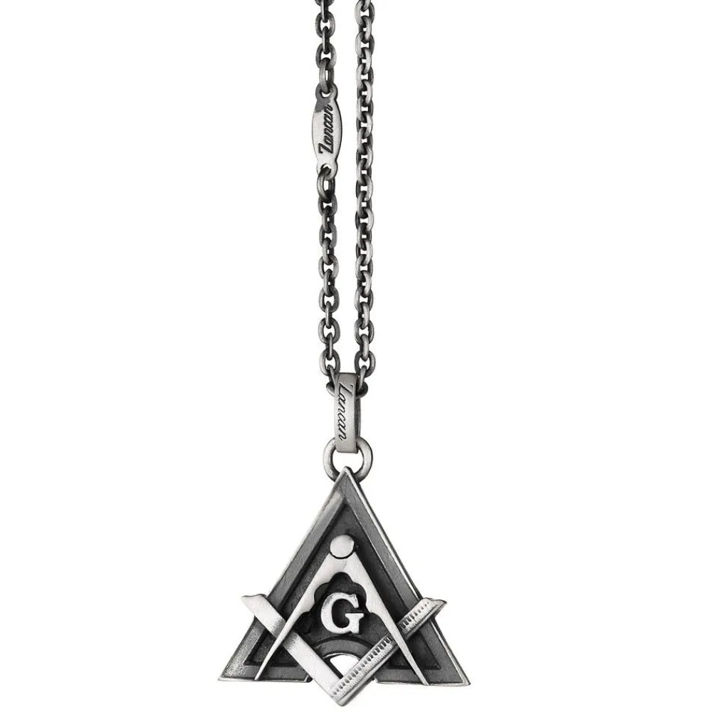 Cheap Zancan Silver Necklace With Freemason Pendant. Colliers