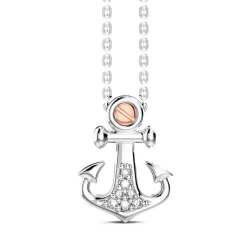 Outlet Zancan Silver Necklace With Anchor Pendant And White Stones. Colliers