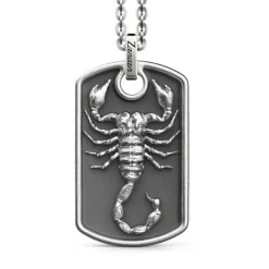 Best Zancan Silver Necklace With Scorpion On Tag Pendant. Colliers
