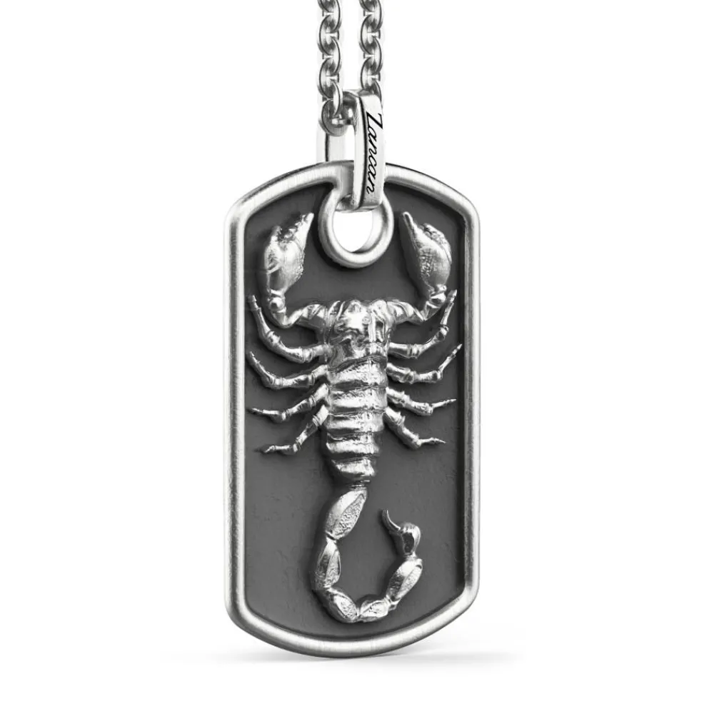 Best Zancan Silver Necklace With Scorpion On Tag Pendant. Colliers