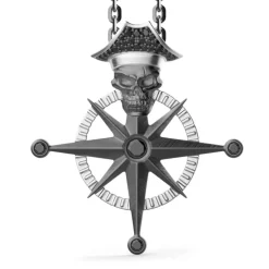 Outlet Zancan Silver Necklace With Pirate Skull Pendant. Colliers