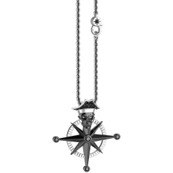 Outlet Zancan Silver Necklace With Pirate Skull Pendant. Colliers
