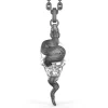 Fashion Zancan Silver Necklace With Skull-And-Serpent Pendant. Colliers