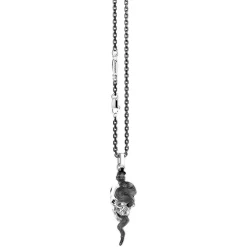Fashion Zancan Silver Necklace With Skull-And-Serpent Pendant. Colliers