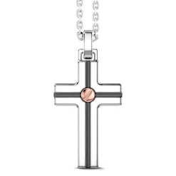 Clearance Zancan Silver Necklace With Cross Pendant And Rose Gold Screw. Colliers