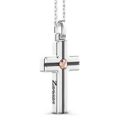 Clearance Zancan Silver Necklace With Cross Pendant And Rose Gold Screw. Colliers