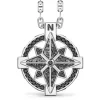 Best Sale Zancan Silver Necklace With Wind Rose Pendant And Black Stones. Colliers