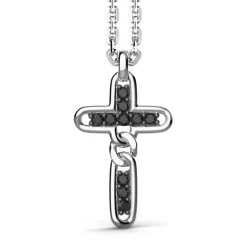 Flash Sale Zancan Silver Necklace With Cross Pendant And Black Stones. Colliers
