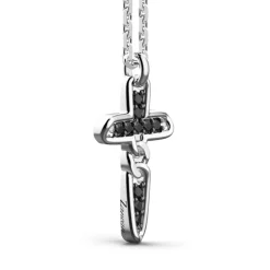 Flash Sale Zancan Silver Necklace With Cross Pendant And Black Stones. Colliers