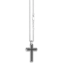 Sale Zancan Silver Necklace With Cross Pendant And Black Stones. Colliers