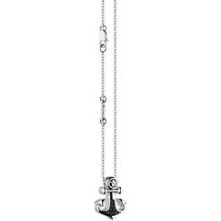 Outlet Zancan Silver Necklace With Anchor Pendant And Black Stones. Colliers