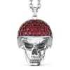 Cheap Zancan Silver Necklace With Biker Skull Pendant With Red Stones. Colliers