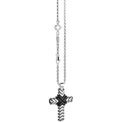 Online Zancan Silver Necklace With Cross Pendant And Black Stones. Colliers