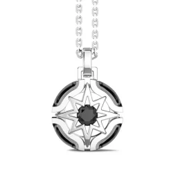 Shop Zancan Silver Necklace With Wind Rose Pendant And Black Stone. Colliers
