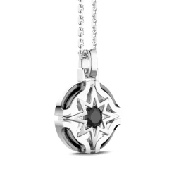 Shop Zancan Silver Necklace With Wind Rose Pendant And Black Stone. Colliers