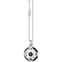 Shop Zancan Silver Necklace With Wind Rose Pendant And Black Stone. Colliers
