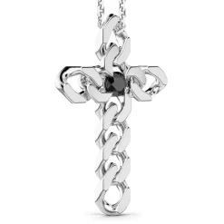 Discount Zancan Silver Necklace With Cross Pendant And Black Stones. Colliers