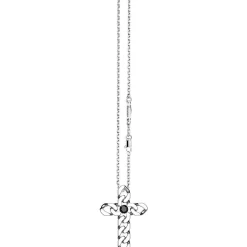 Discount Zancan Silver Necklace With Cross Pendant And Black Stones. Colliers