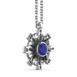 Flash Sale Zancan Silver Necklace With Sun Pendant And Blue Stone. Colliers