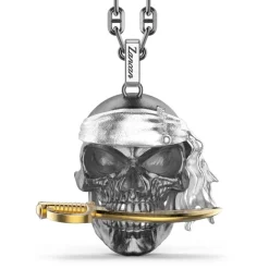 Store Zancan Silver Necklace With Pirate Skull Pendant. Colliers