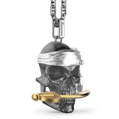 Store Zancan Silver Necklace With Pirate Skull Pendant. Colliers