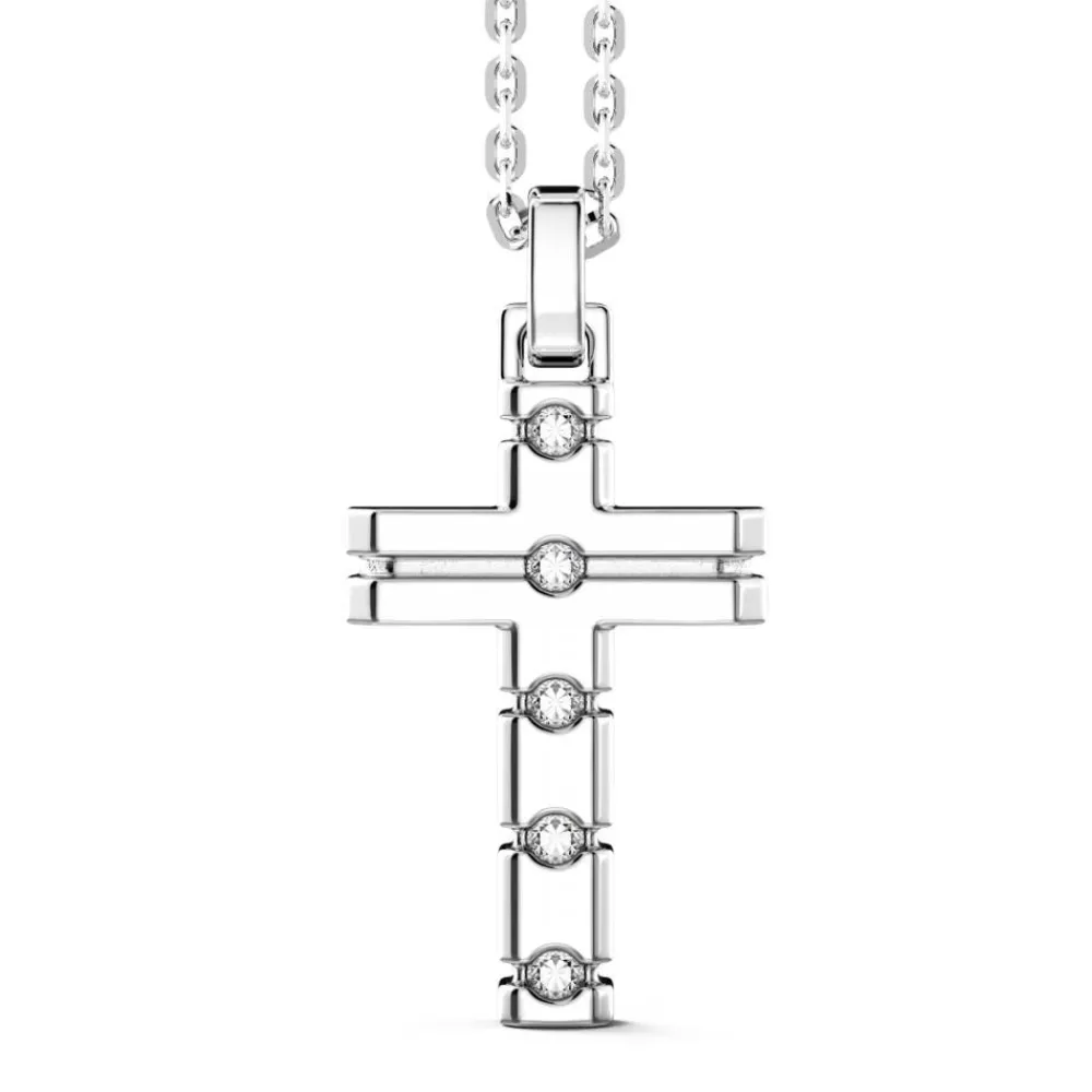 Flash Sale Zancan Silver Necklace With Cross Pendant And White Stones. Colliers